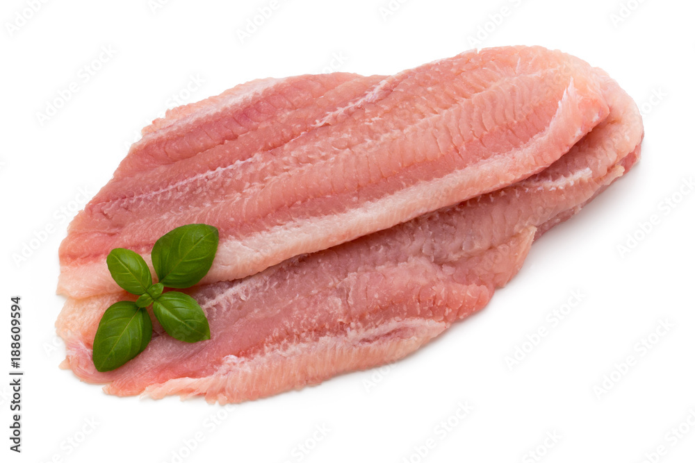 Fillet of Fish Pangasius. Isolated on white background. Fillet of Fish Pangasius. Isolated on white background.