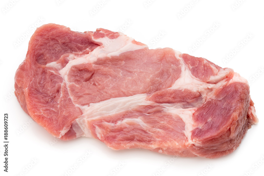 Meat pork slices isolated on the white background.