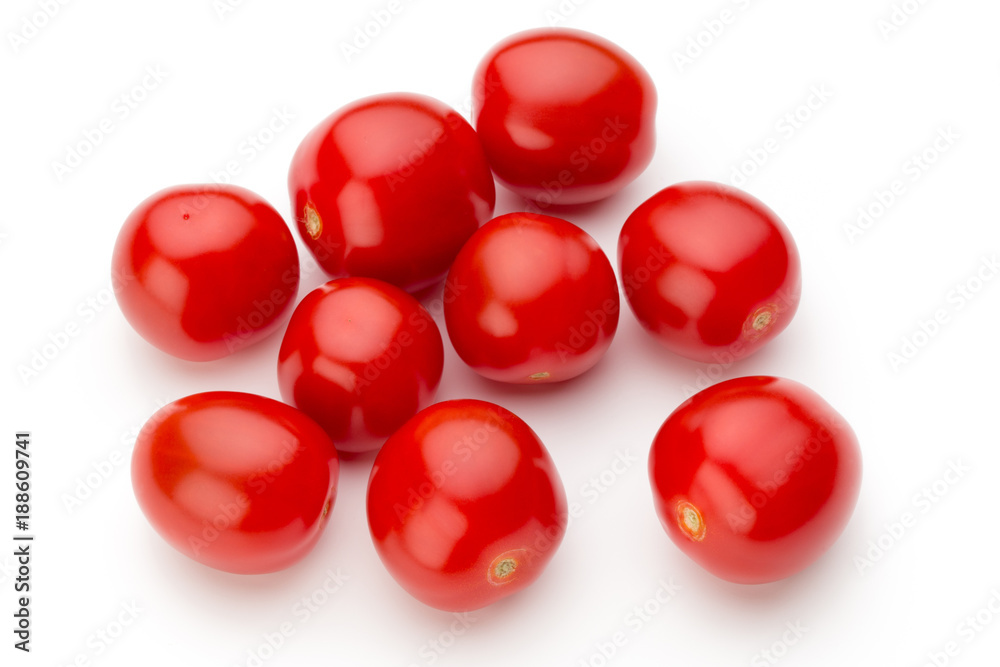 Plum tomatoes isolated on white background. Top view Plum tomatoes isolated on white background. Top view