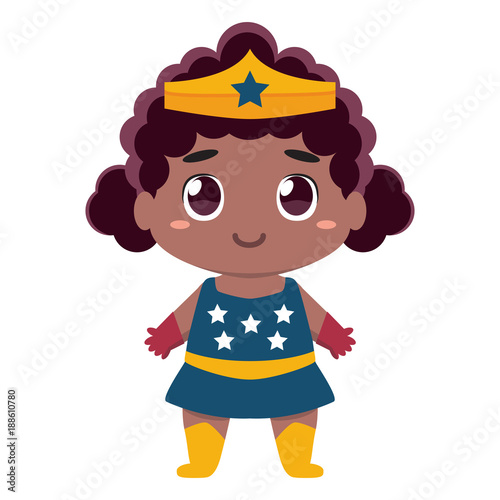 Vector cute kawaii kid superhero colorful isolated