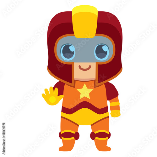 Vector cute kawaii kid superhero colorful isolated
