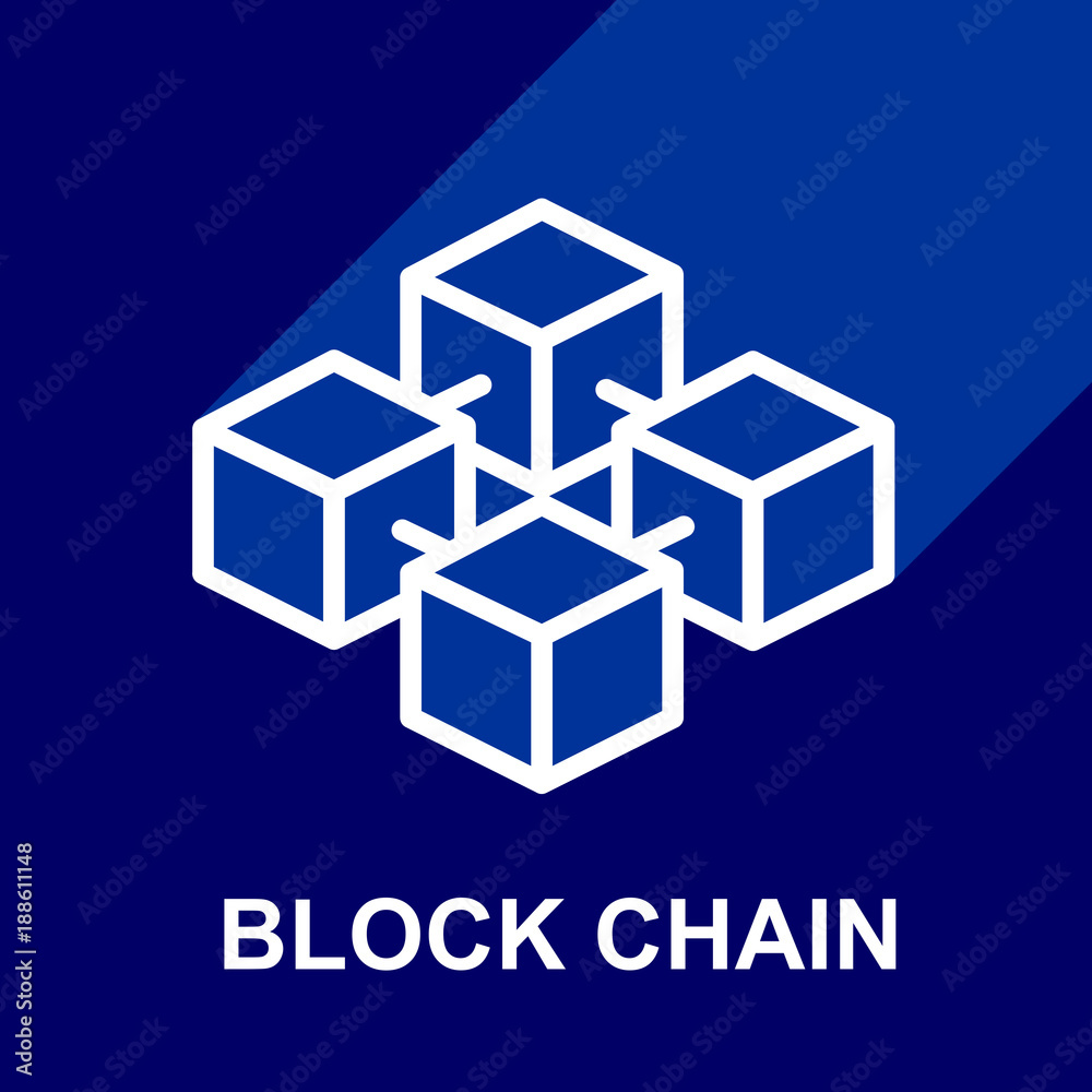 Block chain web icon with long shadow. Block Chain Technology Concept or symbol. Vector Illustration.
