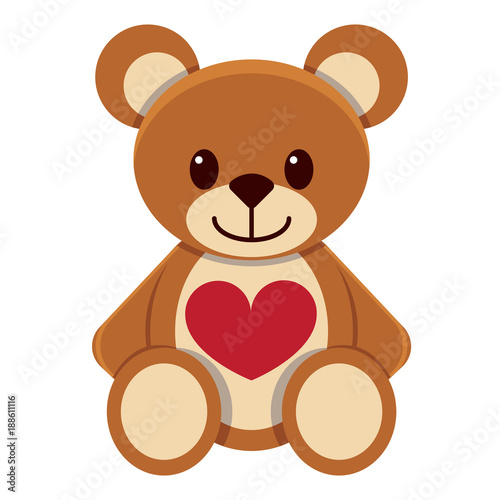 Vector cute kawaii teddy bear colorful isolated