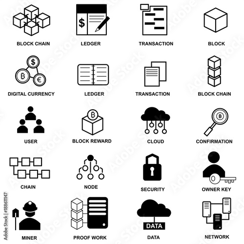 Block chain web icon. Vector Illustration.