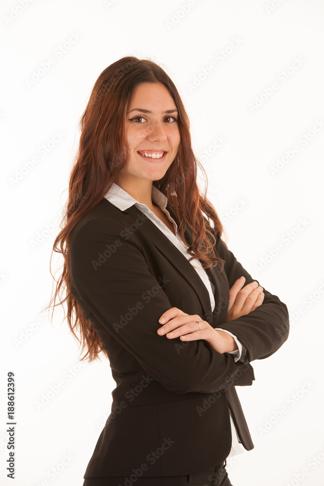 Portrait of a beautiful young business woman isolated over white background Portrait of a beautiful young business woman isolated over white background
