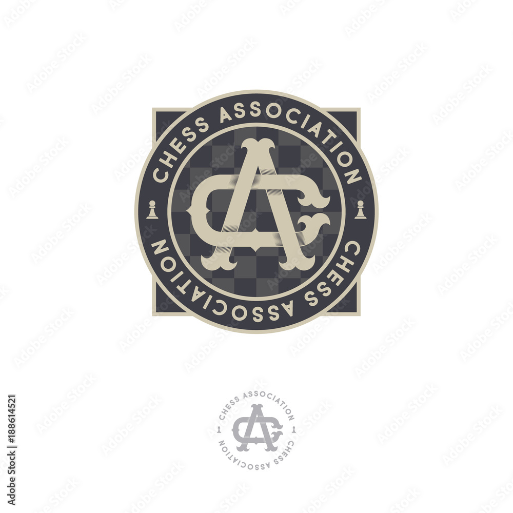 Fototapeta premium Chess Association emblem. C and A initials. C letter and A letter. Sport tournament emblem.
