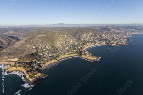 Aerial view of the Laguna Beach coastline in Orange County, California.