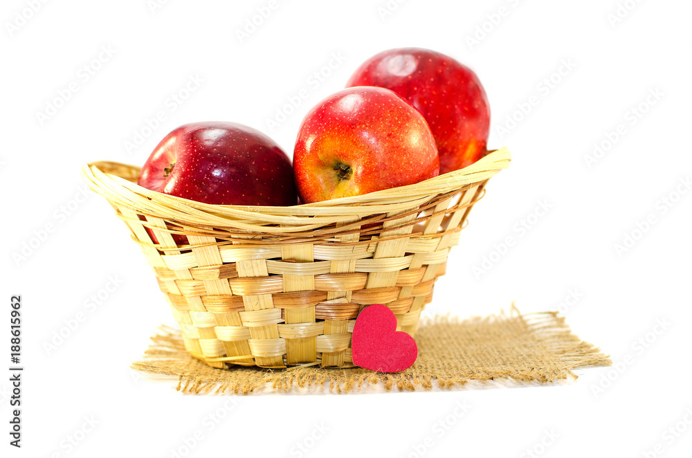 Apples on a limited background in the basket Apples on a limited background in the basket