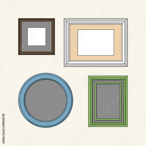 Set of wooden frames for photos and pictures