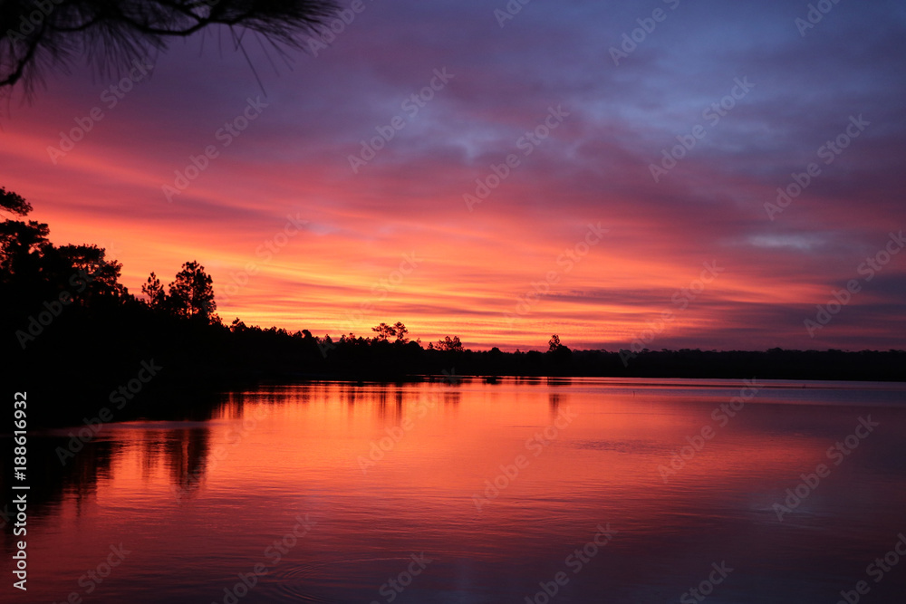 Nature landscape with sunrise reflection clouds and water surface beautiful color in nature background of Thailand