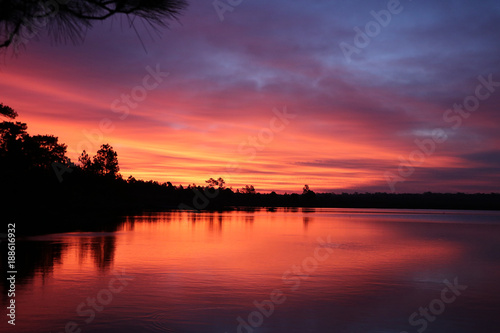 Nature landscape with sunrise reflection clouds and water surface beautiful color in nature background of Thailand