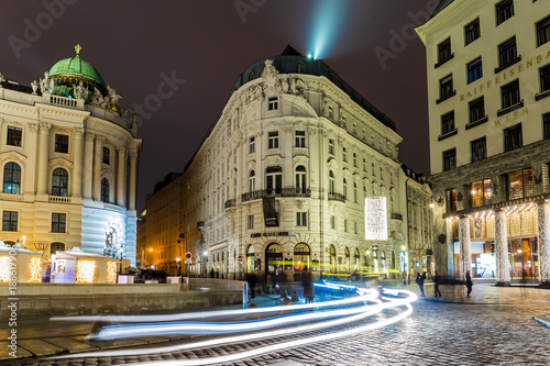 Canvas Print Michaelerplatz at winter night, Vienna