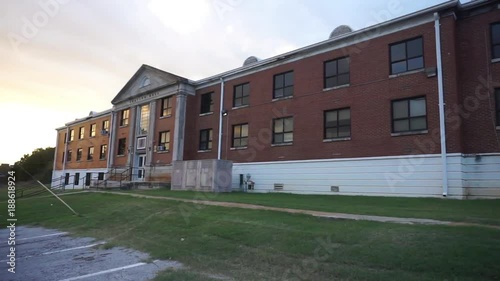 Sunset over college residence hall