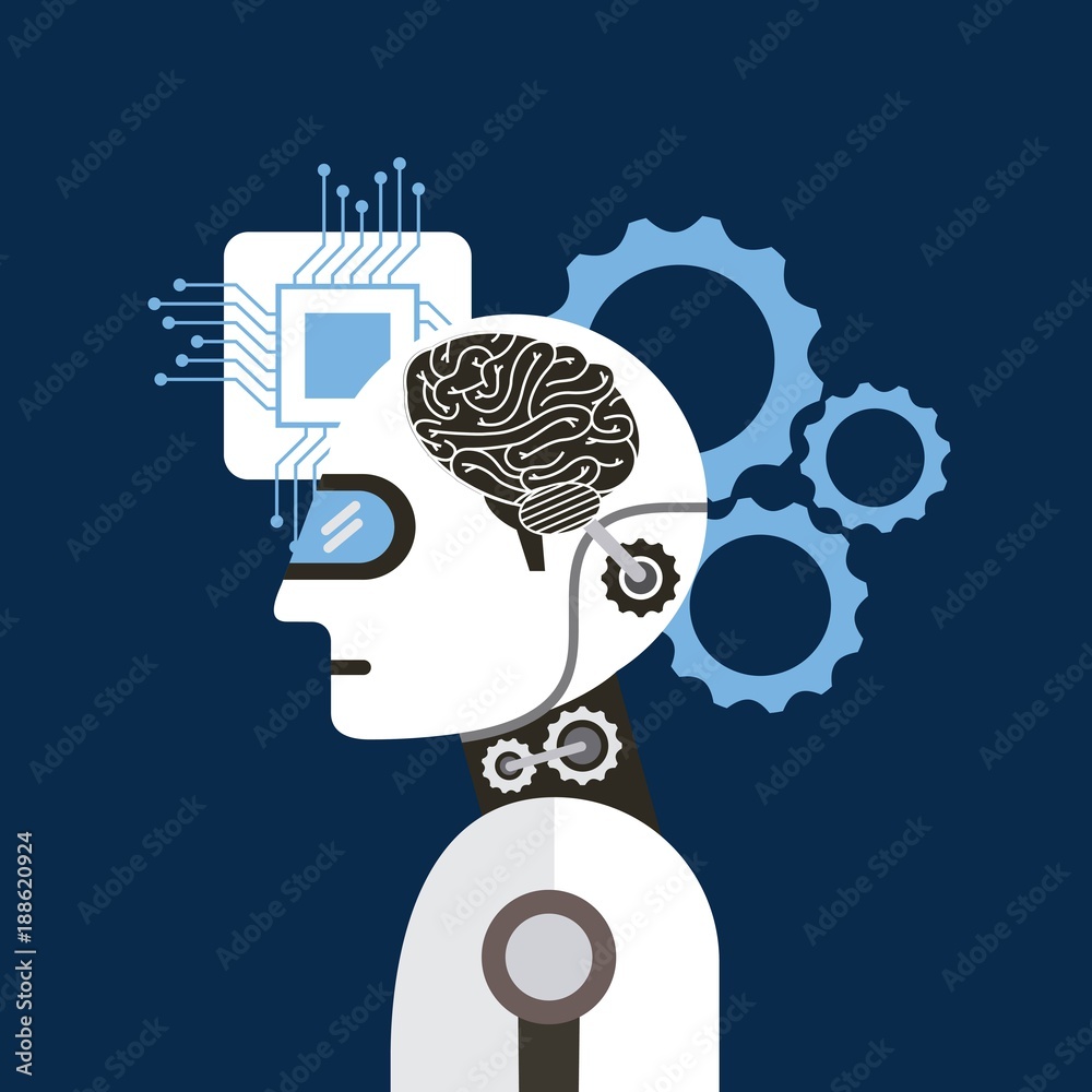 artificial intelligence brain process gear vector illustration Stock ...