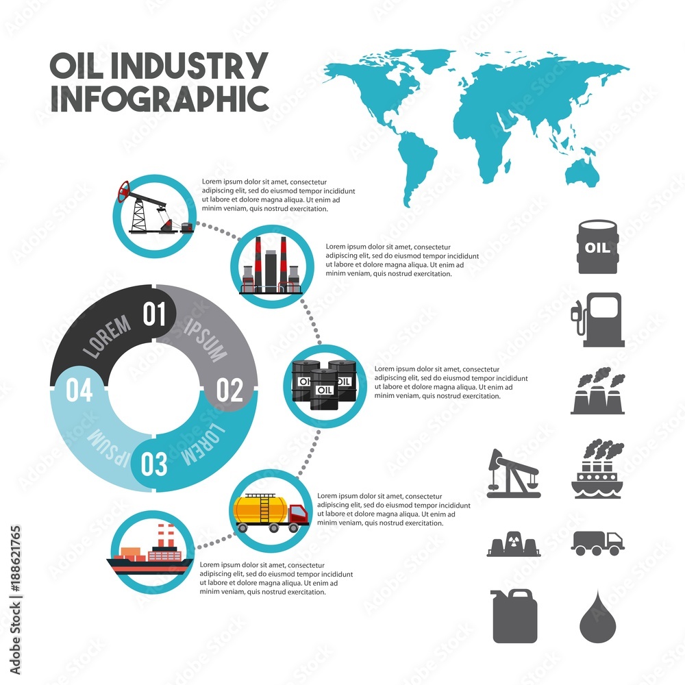 Vecteur Stock oil industry infographic elements with charts diagram and  graphs of global petroleum production vector illustration | Adobe Stock