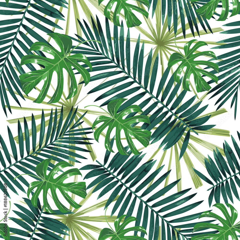 Fototapeta Tropical leaves. Seamless pattern.