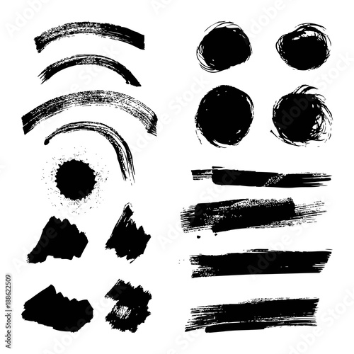 ink brush stroke different grunge art texture dirty creative element paintbrush vector illustration