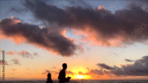 Colorful clouds sunrise timelapse on the shore of the beach in Miami, Florida