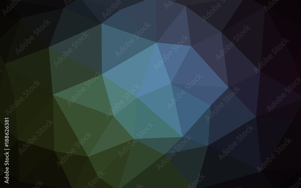Dark Blue, Green vector polygonal design pattern. Consist of gradient triangles in origami style.