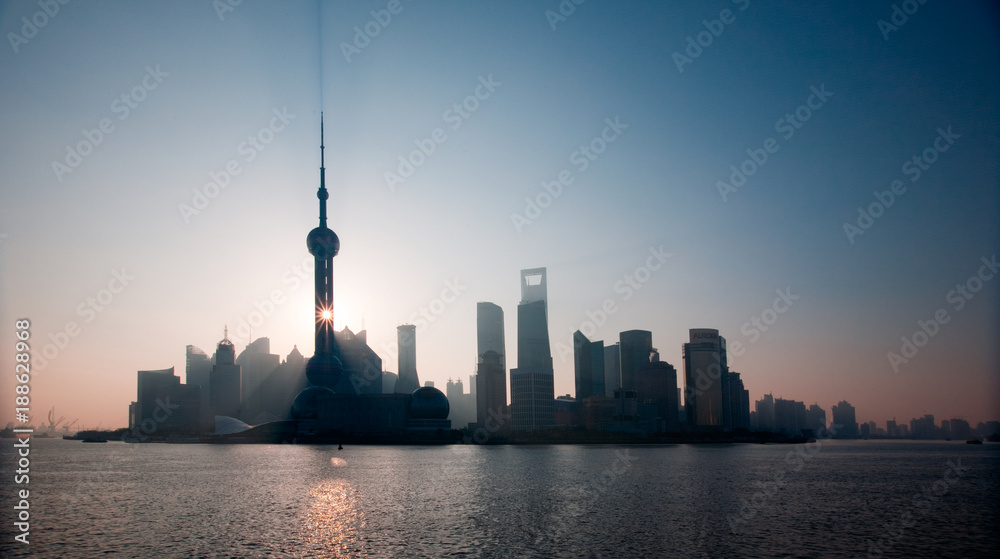 Fototapeta premium sunrise view in Shanghai, China