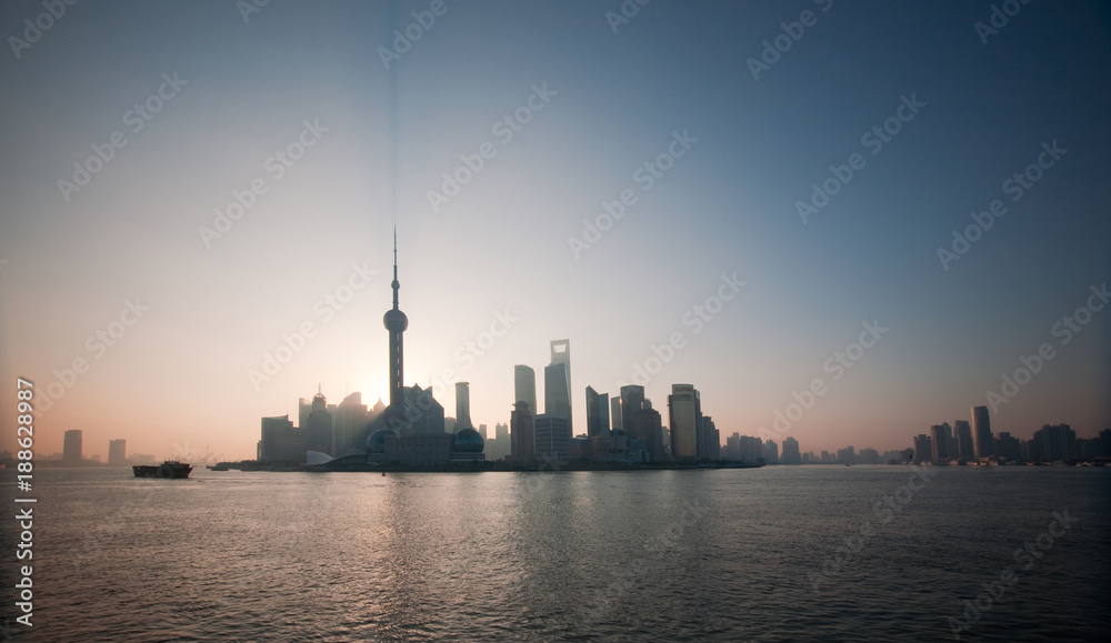 sunrise view in Shanghai, China