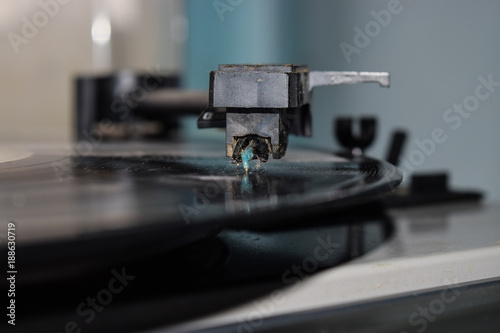 vinyl disk on old turntable