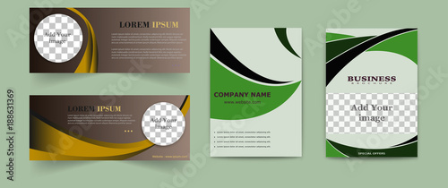 Set of abstract vector modern flyers and brochures. Business brochure flyer design layout template in A4 circles