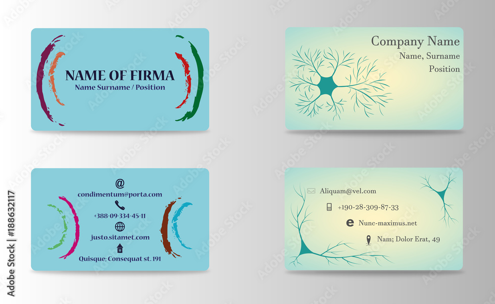 Set of Creative Business Card Print Templates. trending Style Vector Illustration. Stationery Design