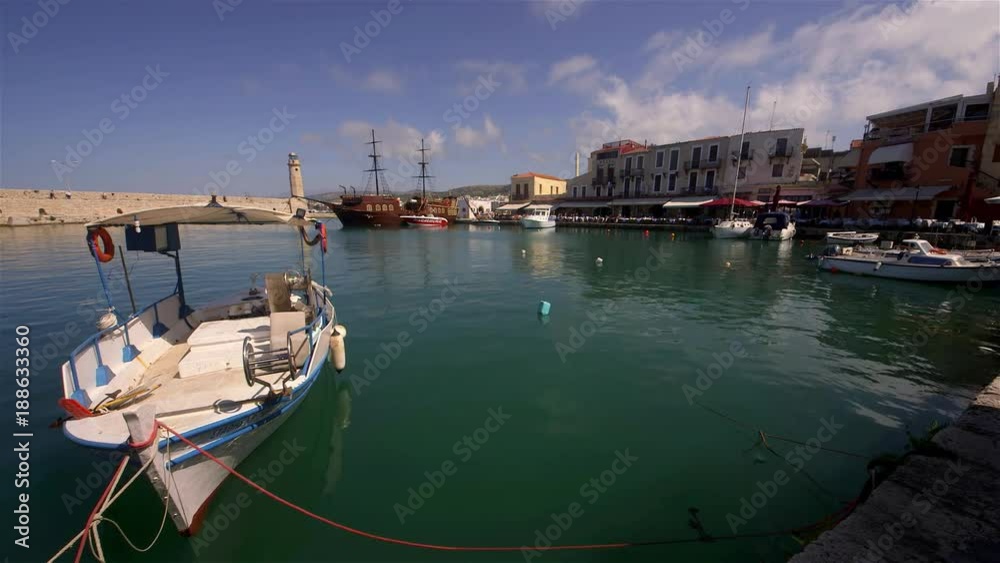Pleasure Boat In Harbour; Rethymnon & Pantanassa; Rethymnon, Crete, Greece Pleasure Boat In Harbour; Rethymnon & Pantanassa; Rethymnon, Crete, Greece