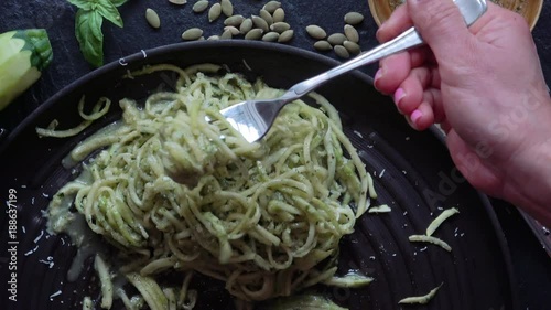 Eating Healthy Zucchini Noodles. Spaghetti noodles made out of Zucchini is called 