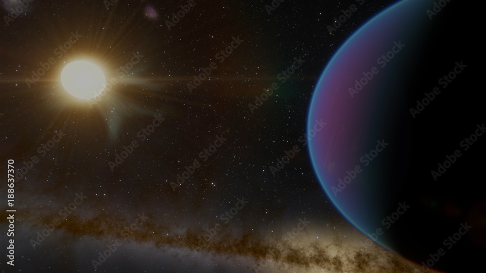 Obraz premium Extrasolar Kepler Planet Surface Purple Ultraviolet