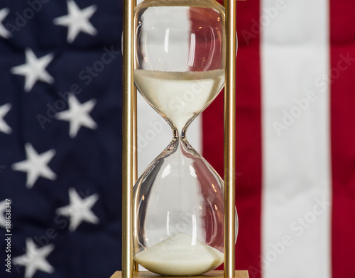 Government Shutdown Time, Hourglass with American Flag