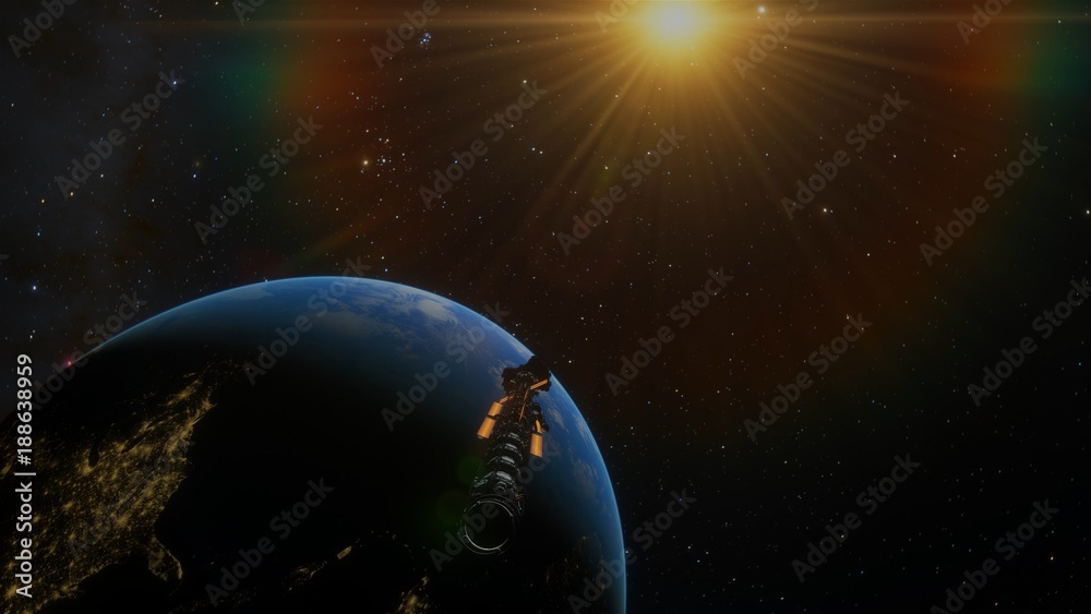 Spaceship in Orbit returns or leaves Earth