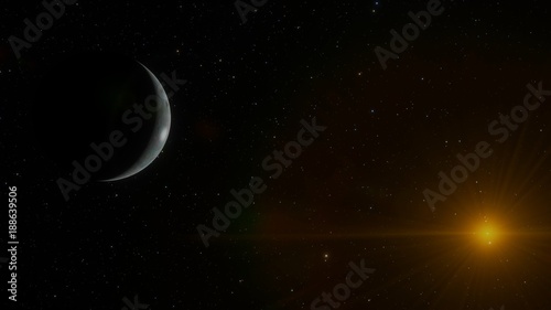 Triton Moon of Neptune and Sun