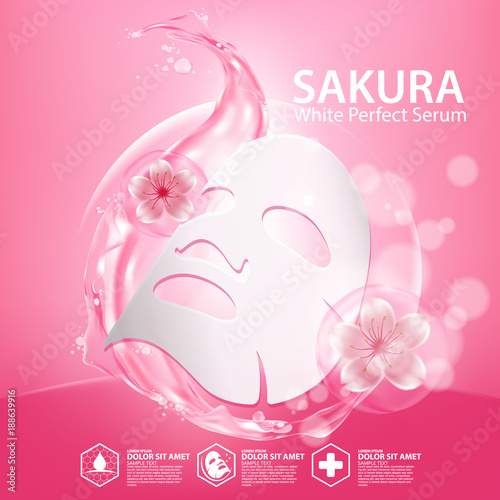 sakura nature serum, collagen solution mask sheet Skin Care Cosmetic.