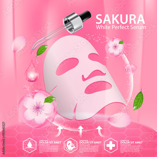 sakura nature serum, collagen solution mask sheet Skin Care Cosmetic.