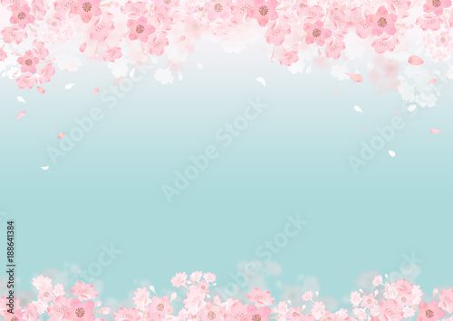 春 桜 背景 フレーム 水彩 イラスト