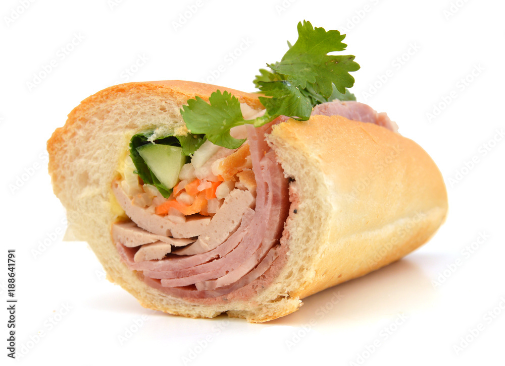 Closeup of sandwiches isolated on white background Closeup of sandwiches isolated on white background