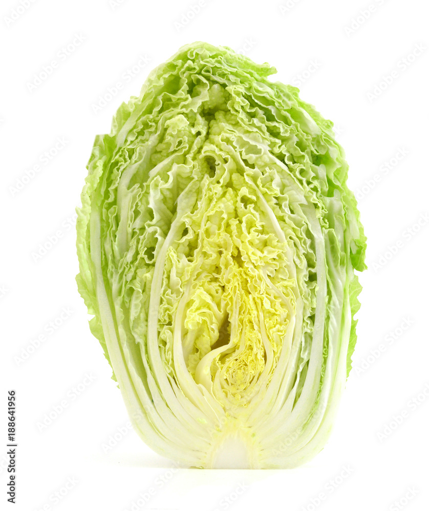 Slice of fresh chinese cabbage. Isolated on a white background Slice of fresh chinese cabbage. Isolated on a white background