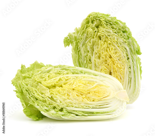 Sliced tasty chinese cabbage. Isolated on a white background
