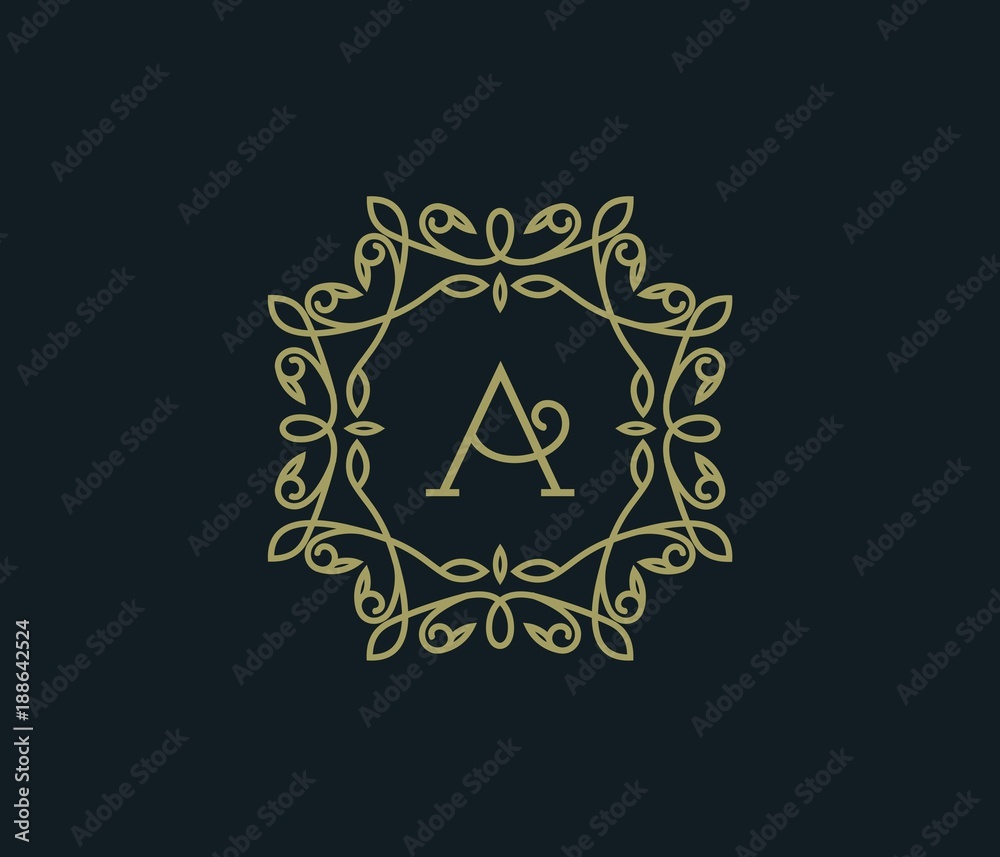 elegant floral logo icon element