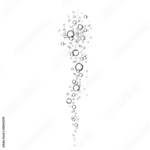 Air bubbles flow on white background.