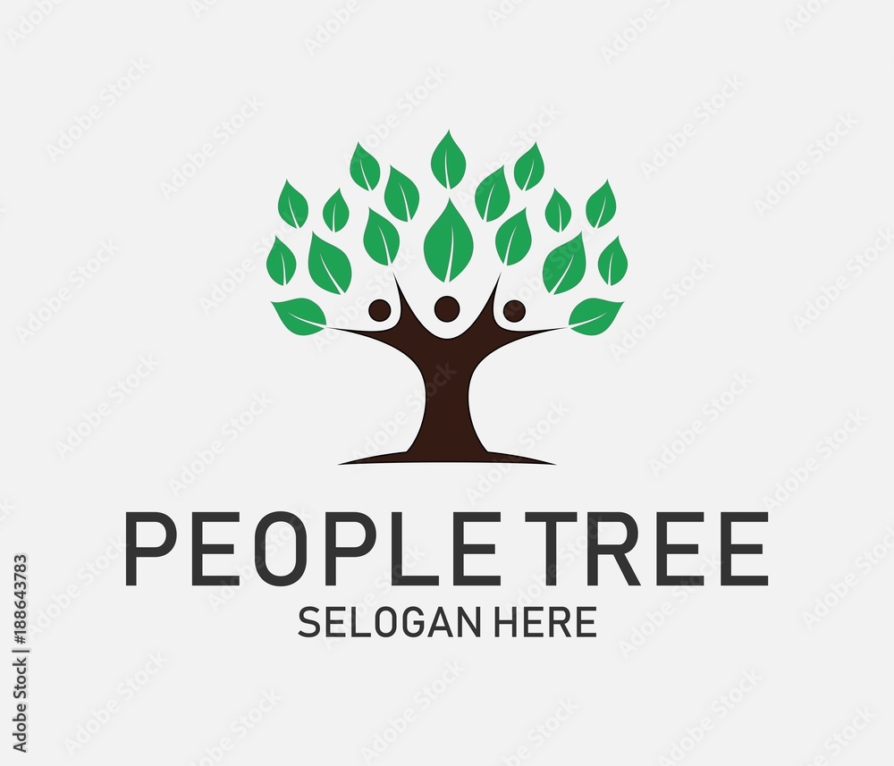 people tree logo icon. vector illustration Stock Vector