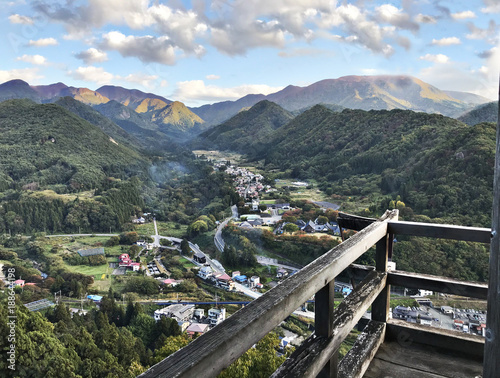 Panorama view surrounding Yamadera temple in Japan. photo