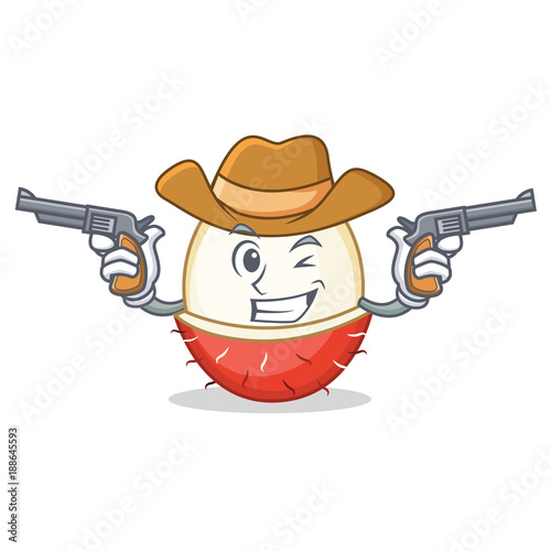 Cowboy rambutan character cartoon style