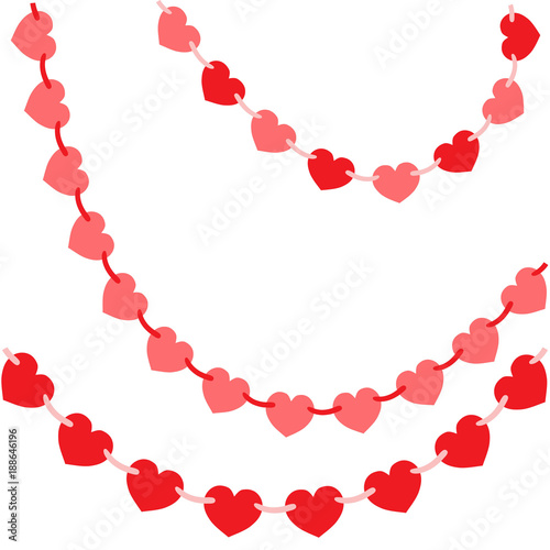 Valentine's Day. Garlands of Pink tiny Hearts to decorate your design. Vector Illustration.