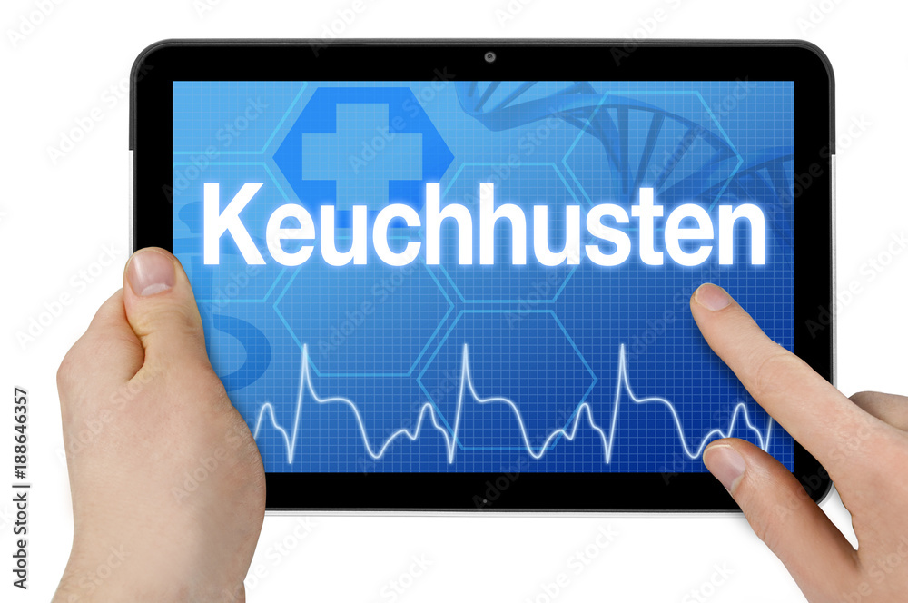 Tablet mit Diagnose Keuchhusten Tablet mit Diagnose Keuchhusten