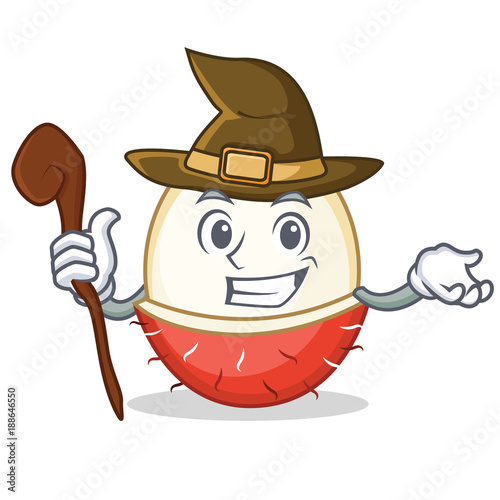 Witch rambutan mascot cartoon style