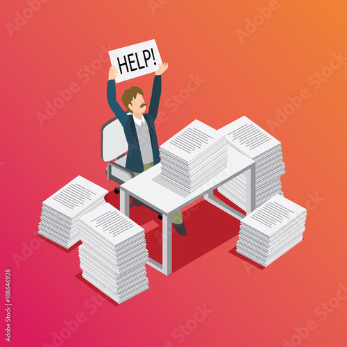businessman showing help on paper