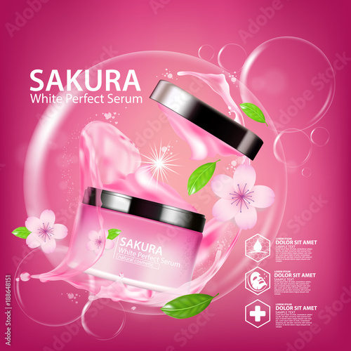 sakura nature cream serum, collagen solution mask sheet Skin Care Cosmetic.